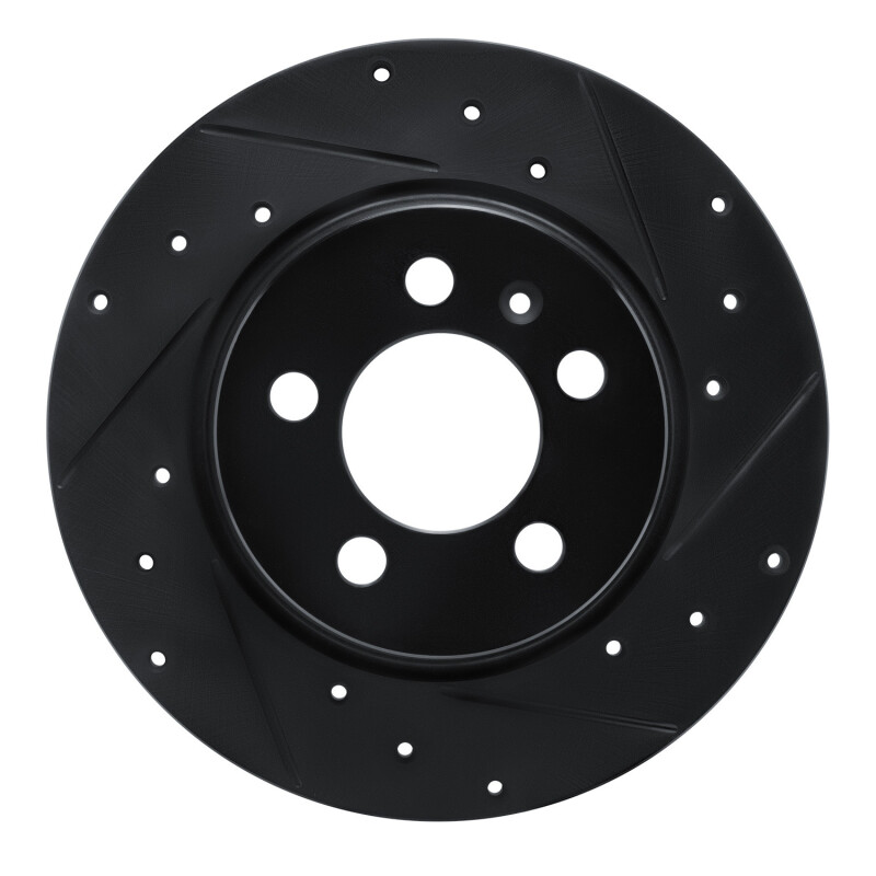 Audi A1 Brake Rotor (1) - Rear Right - R1 Concepts - Drilled & Slotted - Black - `15-`18